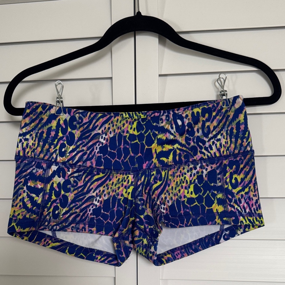 Fleo Blue and Yellow Patterned Athletic Shorts